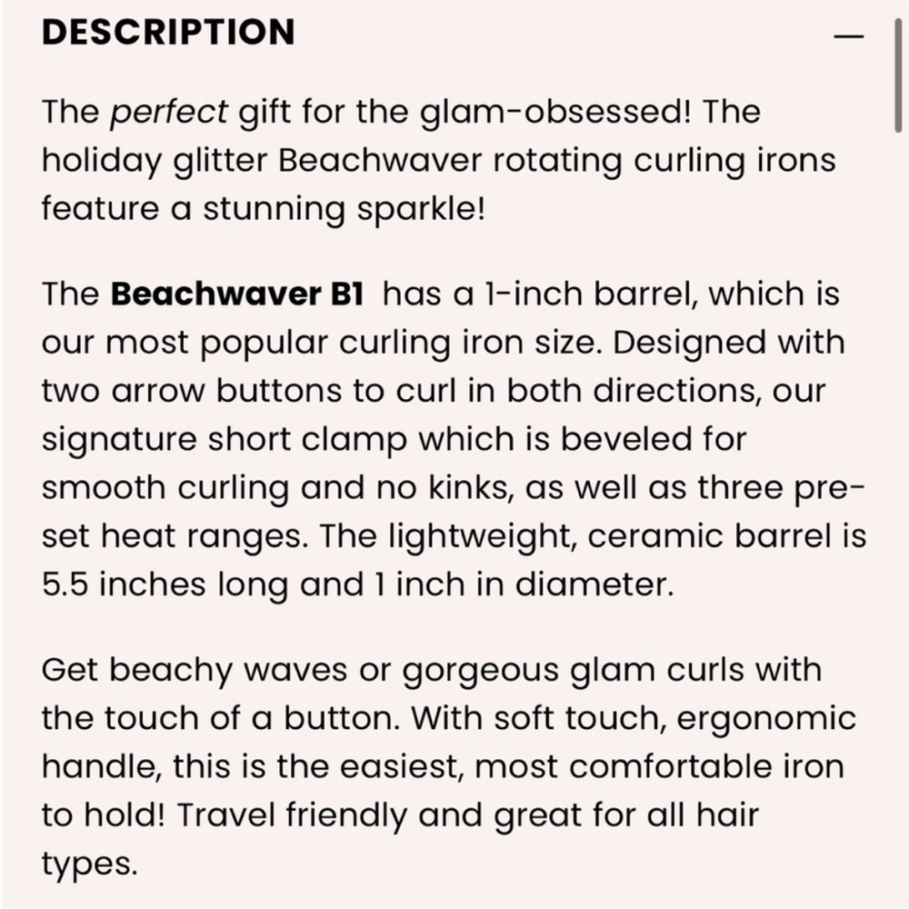NWT Beachwaver B1 1" Ceramic Curling Wand - Picture 5 of 5